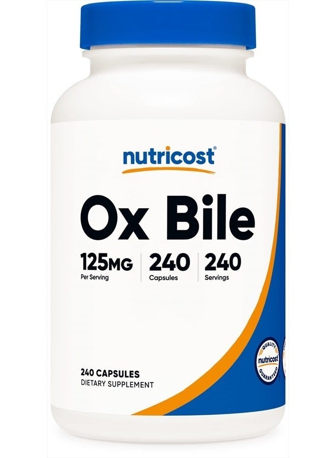 Nutricost, Ox Bile , 125 mg , 240 Capsules - Image 1